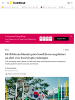 Bitcoin news: $44B BTC blunder puts South Korea regulators on alert