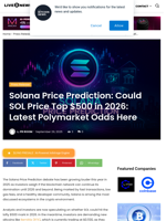 Solana Price Prediction: Could SOL Price Top $500 in 2026: Latest Polymarket Odds Here | Live Bitcoin News