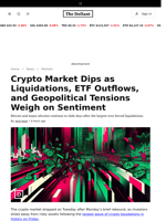 Crypto Market Dips as Liquidations, ETF Outflows, and Geopolitical Tensions Weigh on Sentiment - 