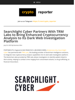 Searchlight Cyber Partners With TRM Labs to Bring Enhanced Cryptocurrency Analysis to Its Dark Web Investigation Platform