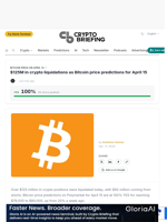 $125M in crypto liquidations as Bitcoin price predictions for April 15