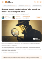 Binance targets market makers 'who breach our rules' - But critics push back - AMBCrypto