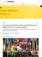 RedotPay stablecoin payments firm said to consider $1 billion IPO in New York: Bloomberg