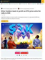 Ether Profitability Metric Flips Bullish as ETH Price Targets $3K