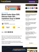Bitcoin Crashes Below $92K, Ethereum Under $3K—Liquidations Surge to $800M