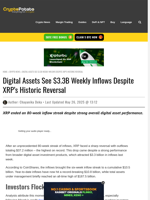 Digital Assets See $3.3B Weekly Inflows Despite XRP's Historic Reversal