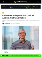 Calls Grow to Replace Tim Cook as Apple’s AI Strategy Falters - CoinCentral