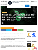 Nexchain, Mind of PEPE, and BTC BULL Headline Crypto Presale List for June 2025 | Live Bitcoin News