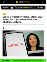 Oracle Corporation (ORCL) Stock: CEO Safra Catz Tops Insider Sales With $1.8B Stock Dump - CoinCentral