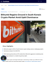 Bithumb Regains Ground in South Korea’s Crypto Market Amid
Upbit Dominance
