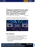 Telegram-backed Cocoon goes live, now letting GPU owners earn crypto for AI compute