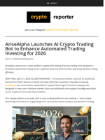 AriseAlpha Launches AI Crypto Trading Bot to Enhance Automated Trading Investing for 2026