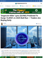 ‘Dogecoin Killer’ Lyno ($LYNO) Predicted To Surge 16,896% in 2025 Bull Run — Traders Are Buying Early