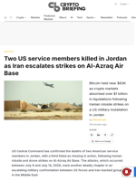 Two US service members killed in Jordan as Iran escalates strikes on Al-Azraq Air Base