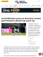 Jamal Musiala scores as Germany cruises past Finland in World Cup warm-up