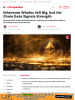 Ethereum Whales Sell Big, but On-Chain Data Signals Strength - Coinspeaker