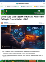 Circle Sued Over $280M Drift Hack, Accused of Failing to Freeze Stolen USDC - TheNewsCrypto