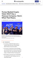 Trump-Backed Crypto Token WLFI Has a Treasury Company. Here's What That Means.