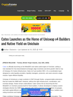Catex Launches as the Home of Uniswap v4 Builders and Native Yield on Unichain