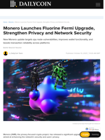 Monero Launches Fluorine Fermi Upgrade, Strengthen Privacy and Network Security - DailyCoin