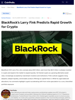 BlackRock’s Larry Fink Predicts Rapid Growth for Crypto