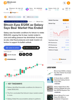 Bitcoin Eyes $125K as Galaxy Says Bear Market Has Ended