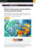 Bitcoin 'Money Vessel' Amasses $8B, Recovery Lacks ETF Inflows