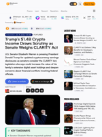 Trump’s $1.4B Crypto Income Draws Scrutiny as Senate Weighs CLARITY Act