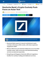 Deutsche Bank's Crypto Custody Push Faces an Asian Test - Crypto News Flash
