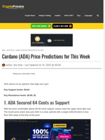 Cardano (ADA) Price Predictions for This Week