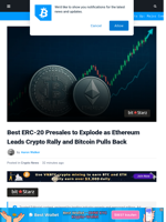 Best ERC-20 Presales as Ethereum Leads Rally and Bitcoin Pulls Back