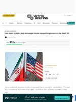 Iran open to talks but demands hinder ceasefire prospects by April 30