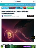 Galaxy Digital Dumps 2,800 BTC as Bitcoin Crashes Below $90K