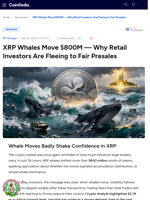 XRP Whales Move $800M — Why Retail Investors Are Fleeing to Fair Presales