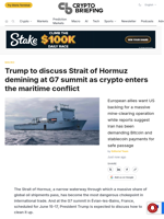 Trump to discuss Strait of Hormuz demining at G7 summit as crypto enters the maritime conflict