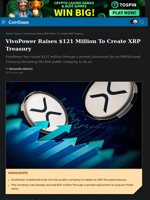 VivoPower Raises $121 Million To Create XRP Treasury