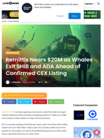 Remittix Nears $20M as Whales Exit SHIB and ADA Ahead of Confirmed CEX Listing | Live Bitcoin News