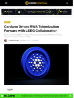 Cardano Drives RWA Tokenization Forward with LSEG Collaboration - CoinCentral
