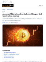 AssemblyAI benchmark ranks Gemini 4 Argon first for dictation cleanup - Blockchain.News