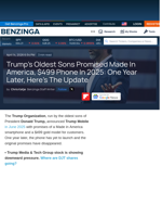 Trump Phone Gets Redesign, New Website And Possible Higher Price - Alphabet (NASDAQ:GOOG) - Benzinga