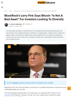BlackRock CEO Larry Fink Says Bitcoin 