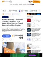 MARA Holdings Completes Strategic Acquisition of Controlling Stake in French Computing Firm Exaion – News Bytes Bitcoin News