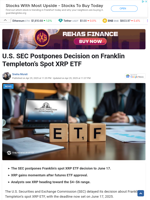 SEC Postpones Decision on Franklin Templeton’s Spot XRP ETF