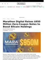 Marathon Digital Raises $950 Million Zero-Coupon Notes to Boost Bitcoin Holdings - 