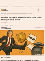 Bitcoin's 2025 gains no more as Peter Schiff slams Strategy's 'fraud' model - AMBCrypto
