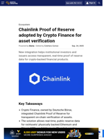 Chainlink Proof of Reserve adopted by Crypto Finance for asset verification