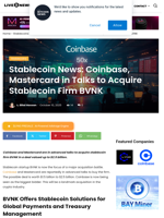 Stablecoin News: Coinbase, Mastercard in Talks to Acquire Stablecoin Firm BVNK | Live Bitcoin News