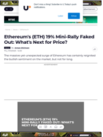 Ethereum's (ETH) 19% Mini-Rally Faked Out: What's Next for Price? - U.Today