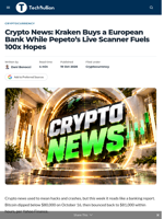 Crypto News: Kraken Buys a European Bank While Pepeto’s Live Scanner Fuels 100x Hopes - TechBullion