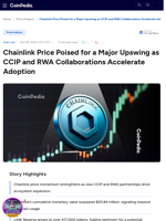 Chainlink Price Poised for a Major Upswing as CCIP and RWA Collaborations Accelerate Adoption